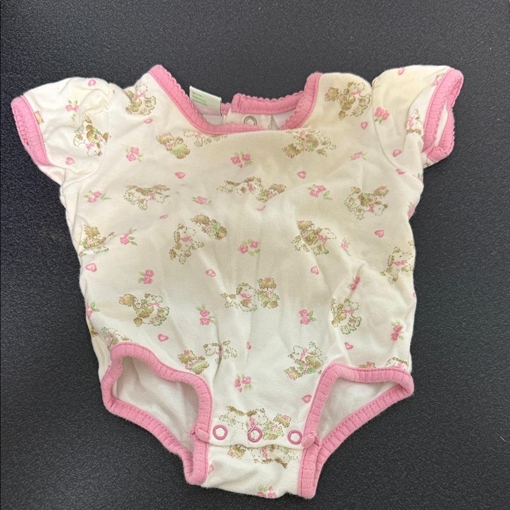 Sesame Street Baby Onesie with Pink Trim  vintage